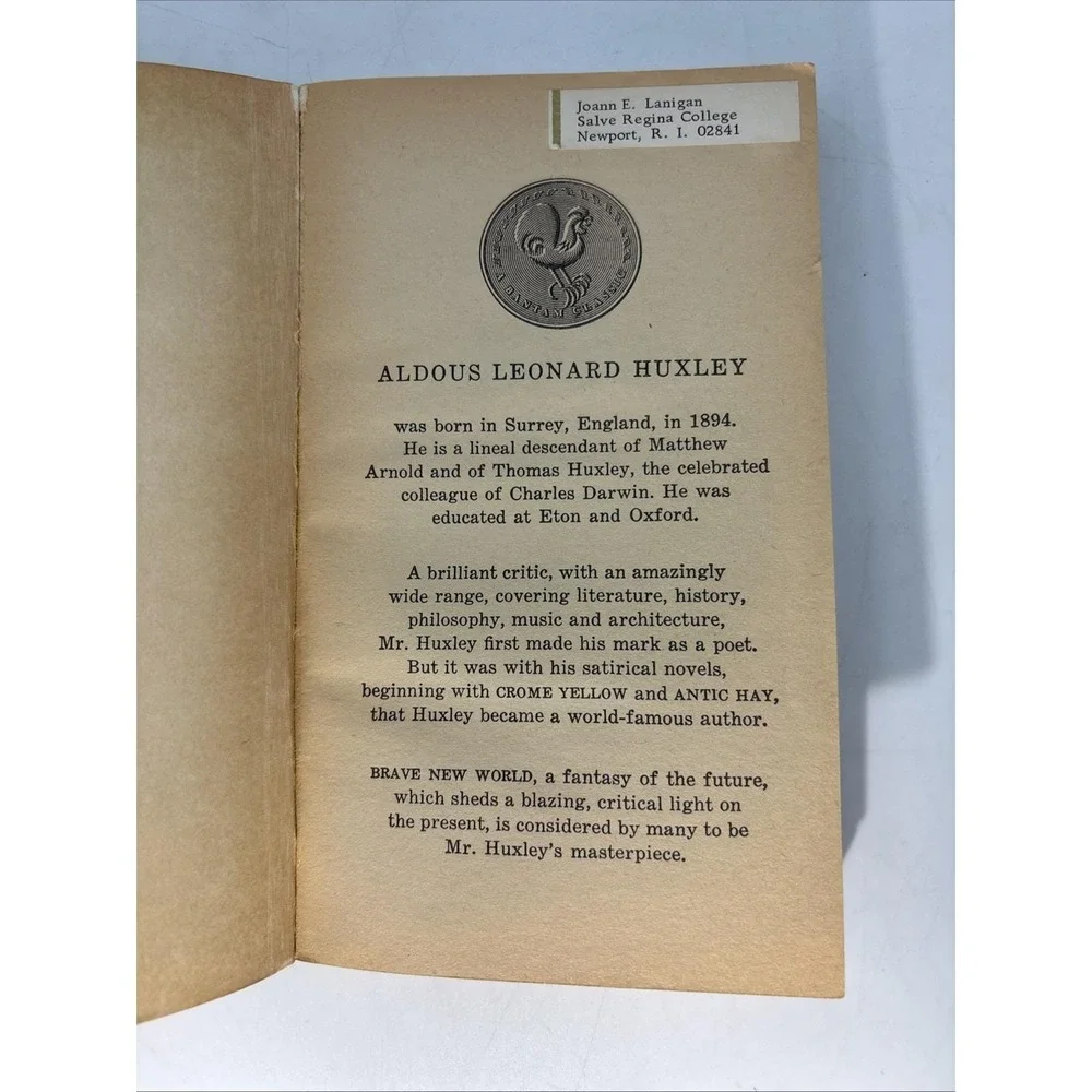 Vintage‎ 1946 Brave New World by Aldous Huxley 25th printing Bantam paperback